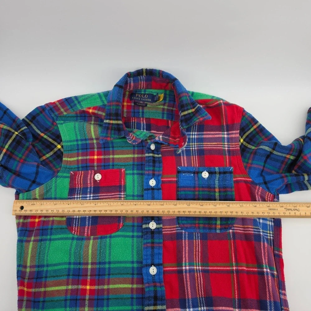 Polo Ralph Lauren Mens S Patchwork Plaid Flannel Shirt Multi Color Classic Fit